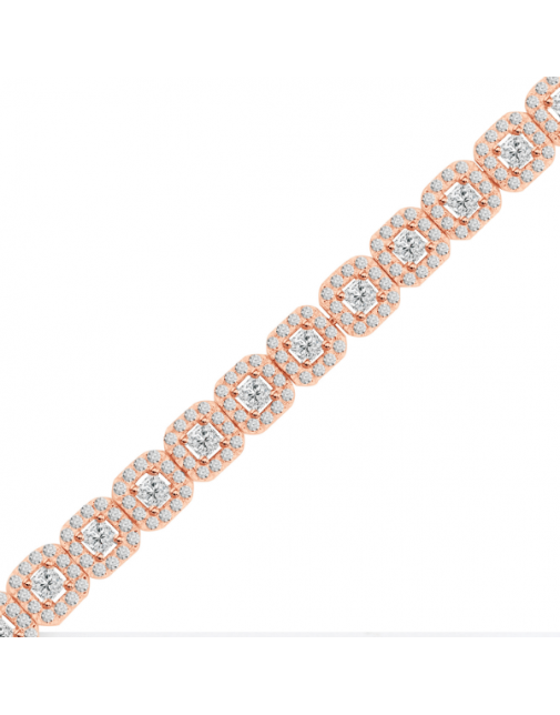 Square Box Design Diamond Bracelet in 9ct Red Gold with Princess Cut Diamonds